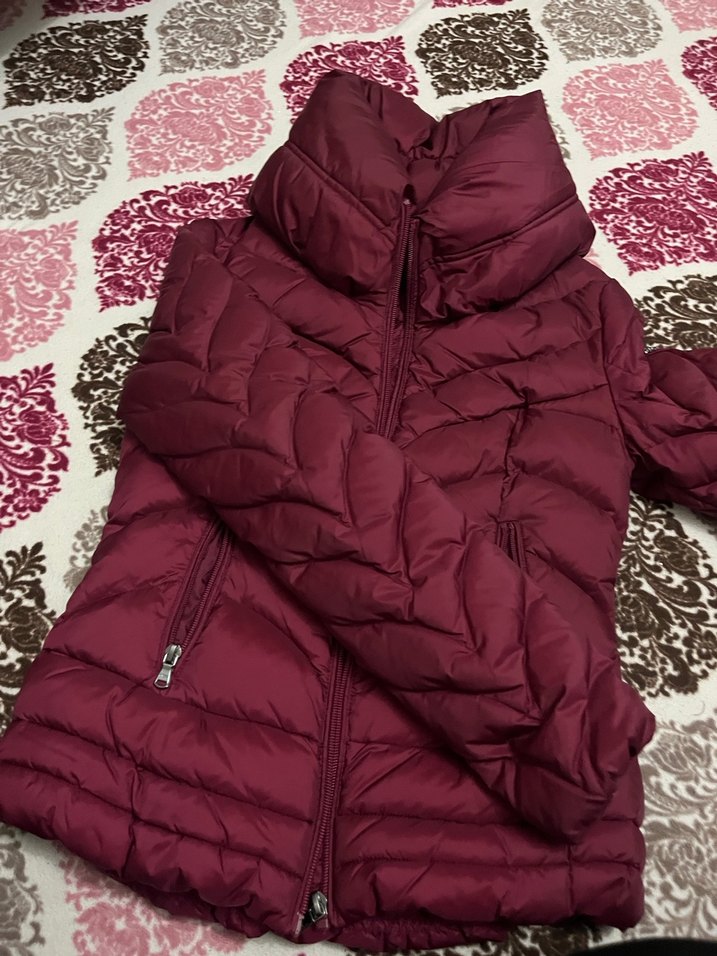 Bordo Fermuarlı Kadın Kışlık Mont - Görsel 2