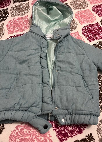 Bebe Mavisi Midi Kapüşonlu Kışlık Mont - Görsel 2