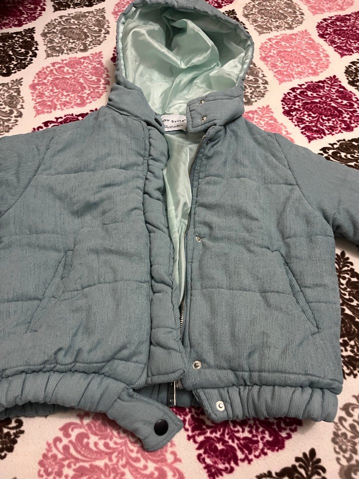 Bebe Mavisi Midi Kapüşonlu Kışlık Mont - Görsel 2