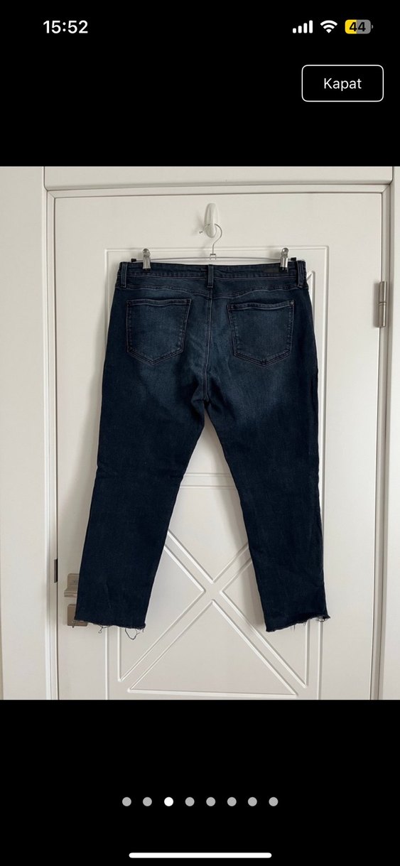 Kadın Lacivert Bol Kesim Midi Denim Pantolon - Görsel 3