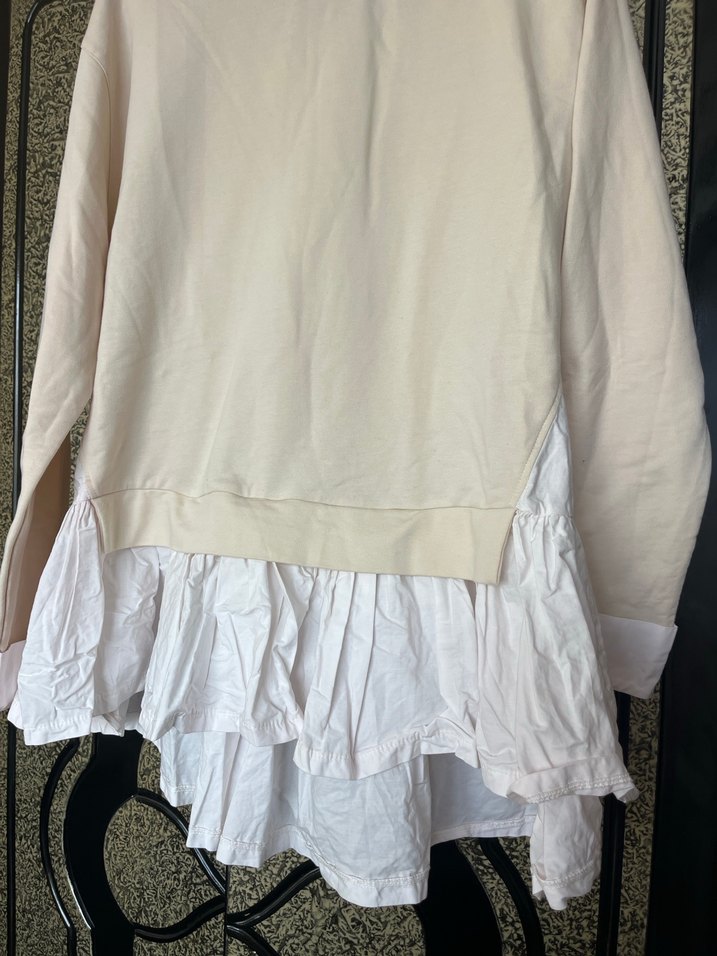 Kadın Beyaz Uzun Kollu Fırfırlı Sweatshirt - Görsel 2