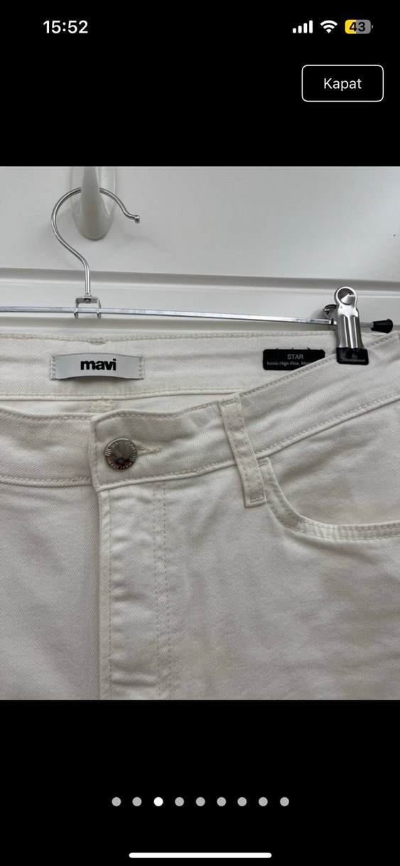Beyaz Regular Fit Midi Kadın Kot Pantolon - Görsel 3