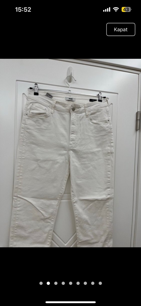 Beyaz Regular Fit Midi Kadın Kot Pantolon - Görsel 2