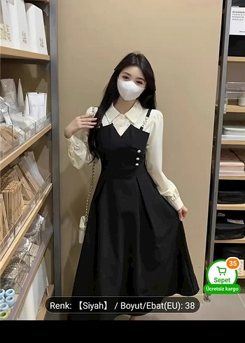 Siyah Straplez Uzun Kollu Uzun Elbise - Görsel 2