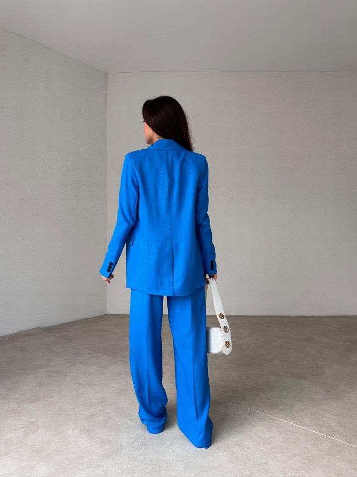 Mavi Kadın Midi Ceket ve Pantolon Takım - Görsel 3