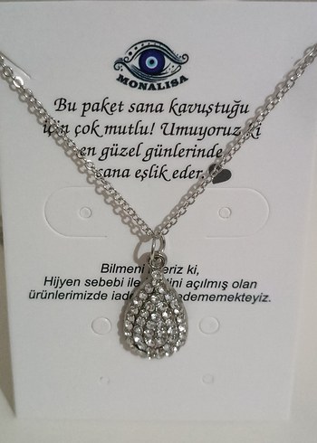 Gümüş Renkli Mini Taşlı Kolye Şu Damlası