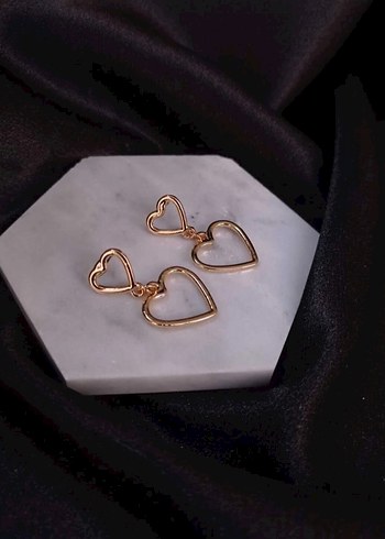 Diğer Bohem Kalp Detaylı Midi Küpe gold ve gümüş 2li