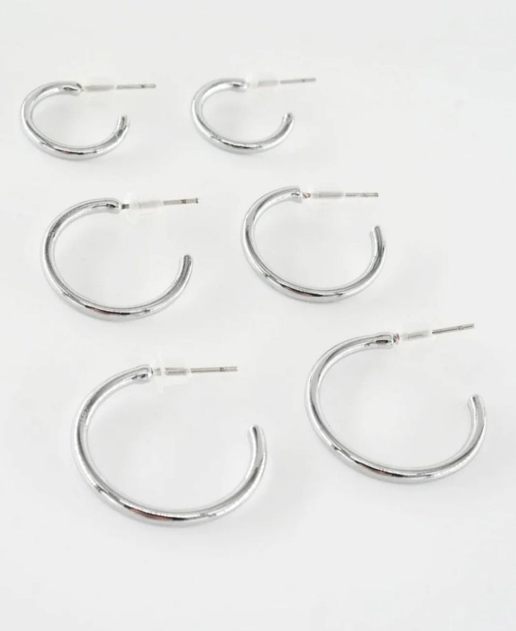 Minimalist Kemerli Gümüş Renk Midi Küpeler - Görsel 2