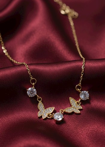 ÇELİK TAŞLI KELEBEK KOLYE - Görsel 2