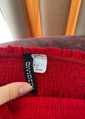 H&M Kadın Kırmızı Pilili Mini Bluz