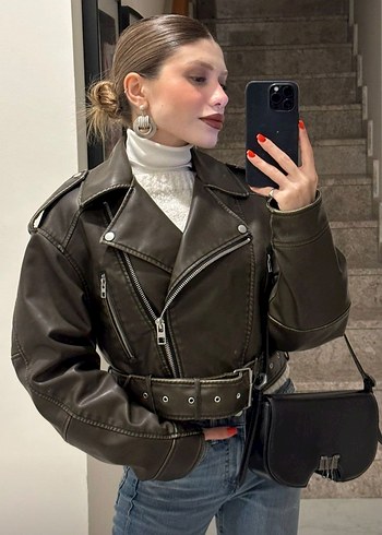 Zara Deri Kemerli Kadın Ceket