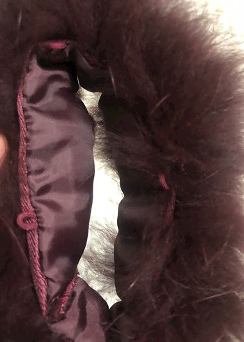 Bordo suni Kürklü peluş manşet - Görsel 6