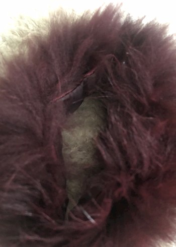 Bordo suni Kürklü peluş manşet - Görsel 4