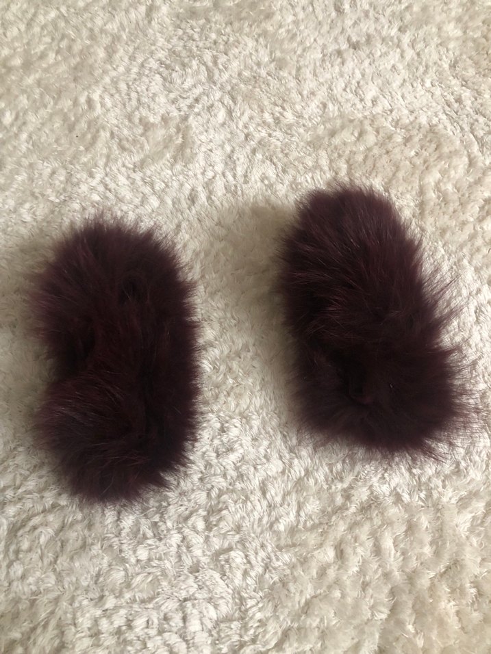 Bordo suni Kürklü peluş manşet - Görsel 3