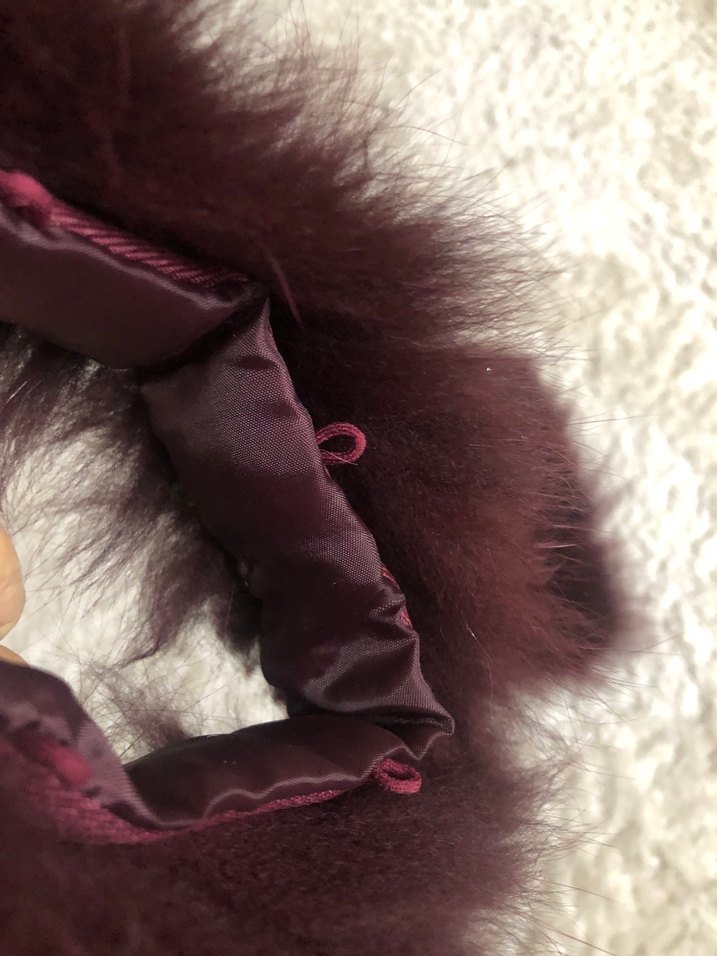 Bordo suni Kürklü peluş manşet - Görsel 5