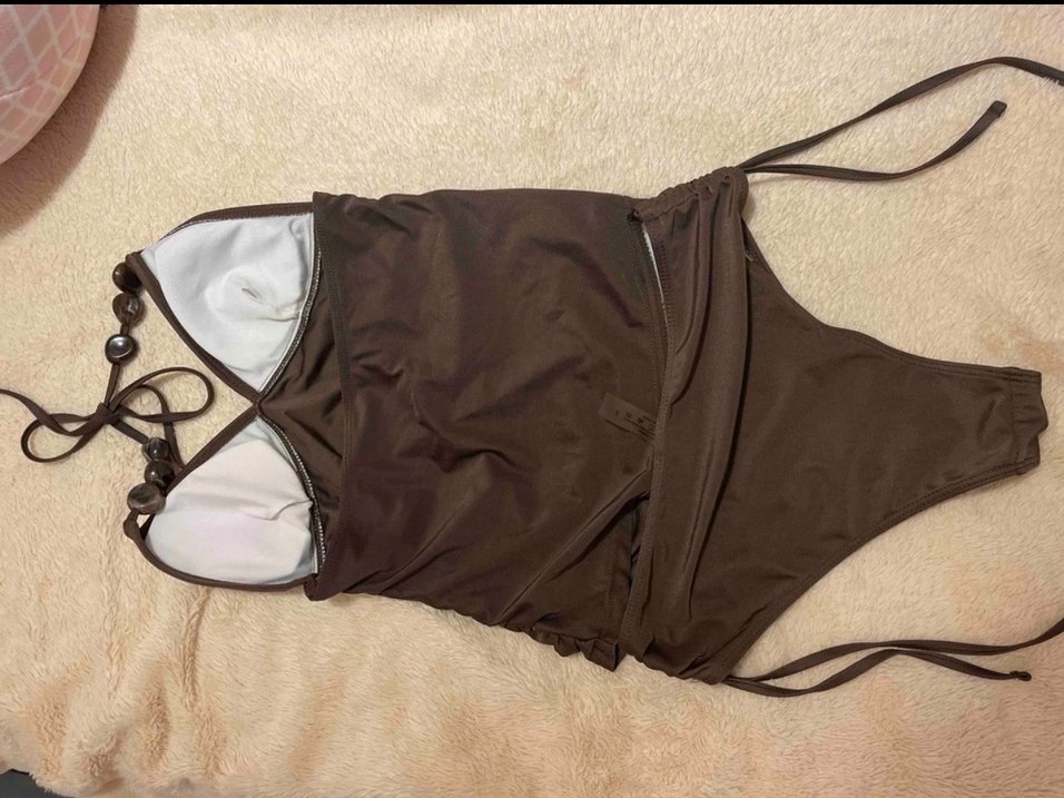 Parlak Kahverengi Strappy Bikini - Görsel 5