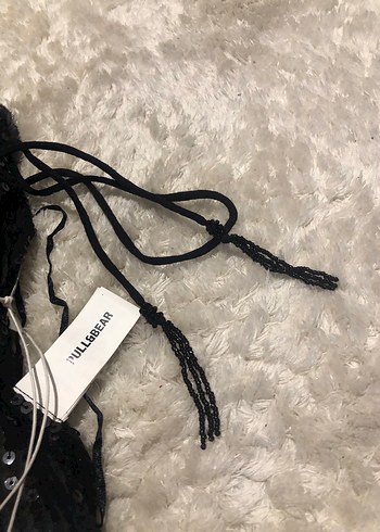 Pull&Bear Siyah Payetli V Yaka Mini Bustiyer - Görsel 7