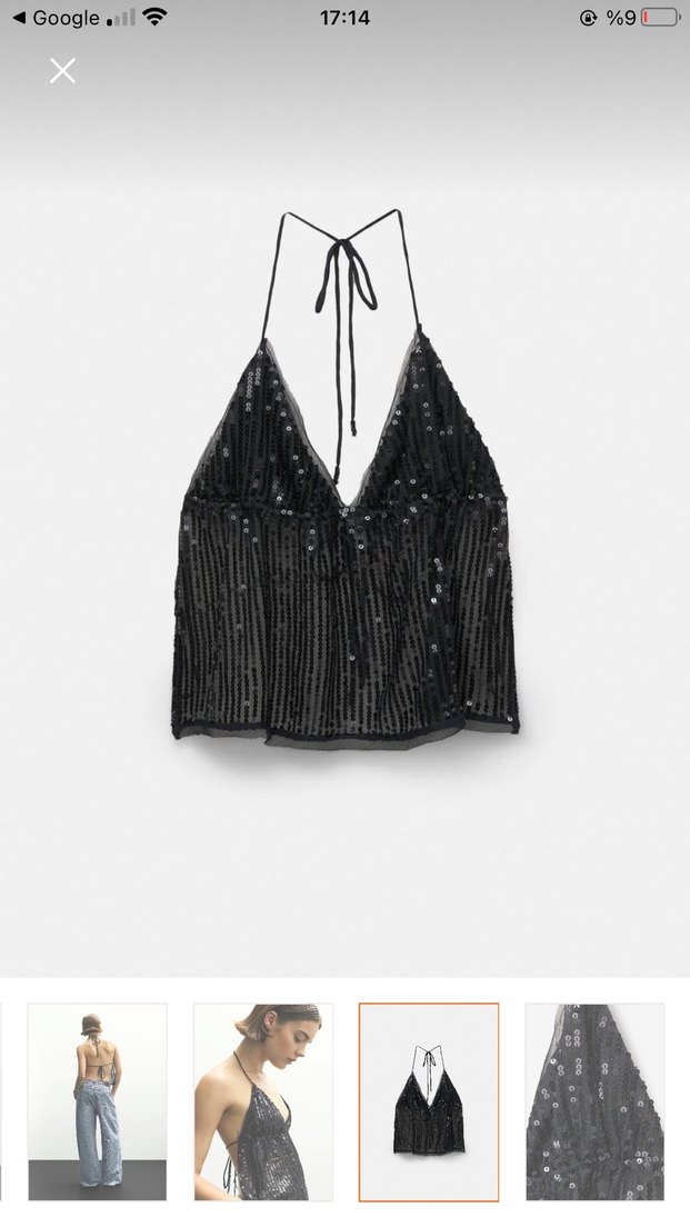 Pull & Bear Payetli Siyah V Yaka Mini Bustiyer - Görsel 5