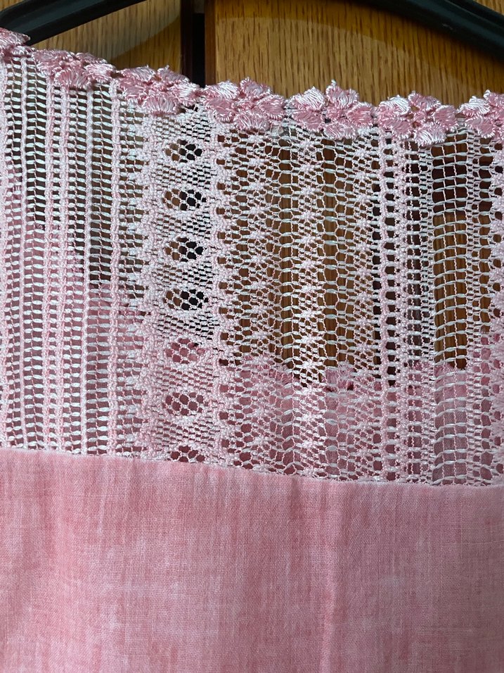 Dantel Detaylı Pembe Keten Hamile Tunik - Görsel 3