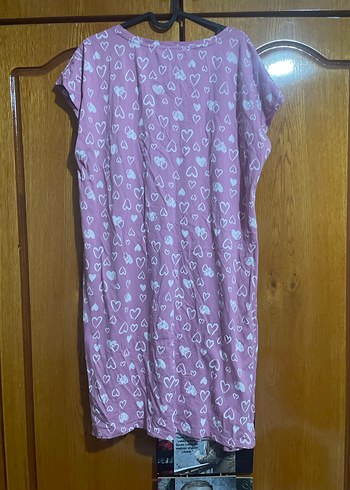 Lohusa Elbisesi Pembe Kalpli Midi Kısa Kollu Rahat Pijama Elbise - Görsel 4