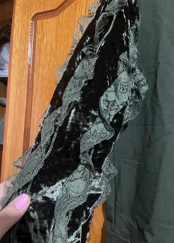 Yeşil Kadın Dantel Detaylı Sweatshirt - Görsel 2