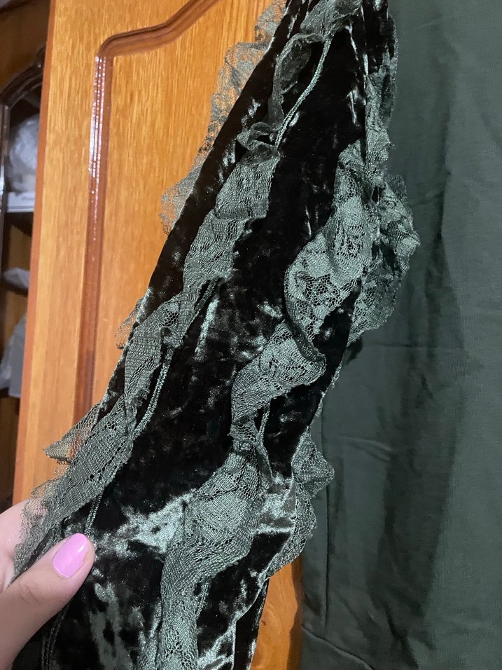 Yeşil Kadın Dantel Detaylı Sweatshirt - Görsel 2