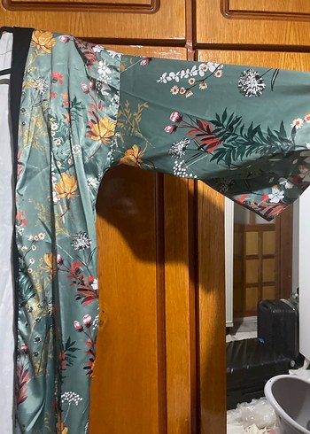 Bohem Su Yeşili  Uzun Kadın Kimono - Görsel 3