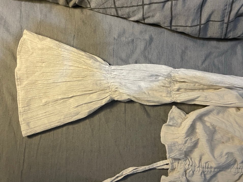 Drapeli Beyaz Bohem Bluz - Görsel 3