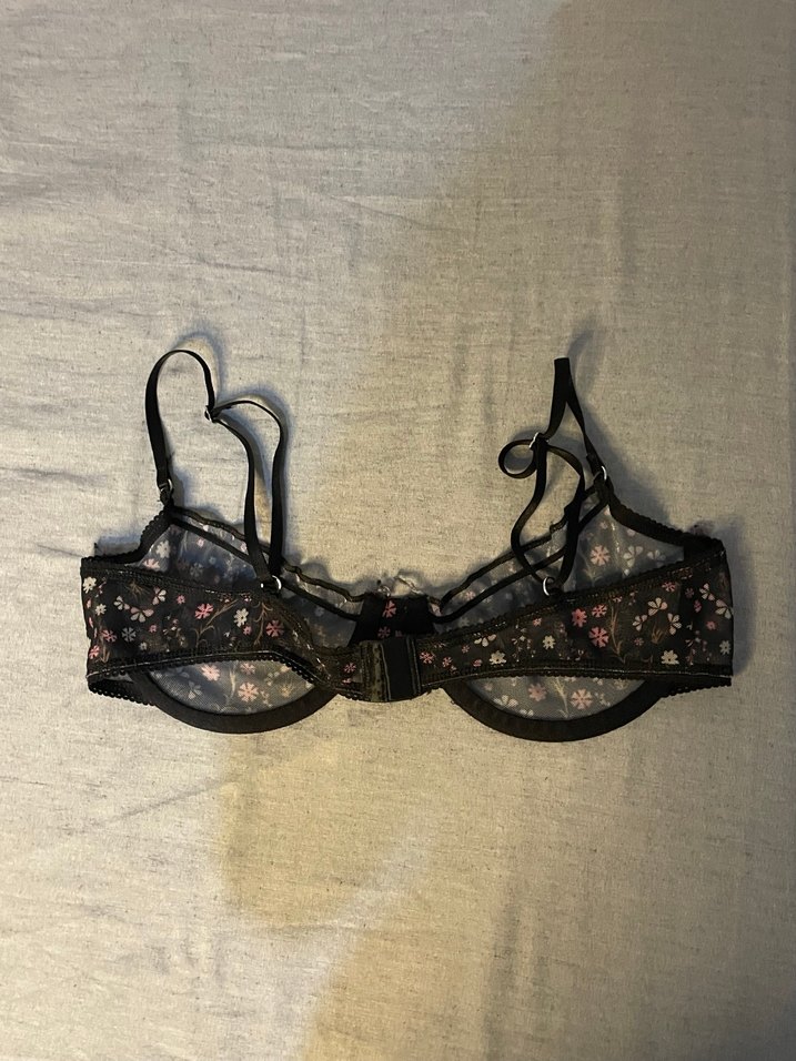 Siyah Çiçek Desenli Vintage Gotik Sütyen - Görsel 2
