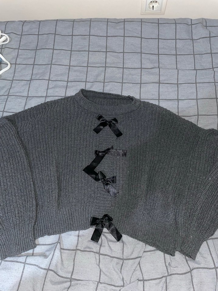 Foxstep Kadın Antrasit Gri Bisiklet Yaka Fiyonklu Kazak - Görsel 3