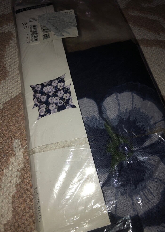 English home lacivert çiçekli yastık kılıfı - Görsel 2