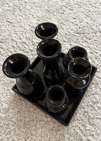 Siyah Çoklu Ağızlı Seramik Vazo - Görsel 2