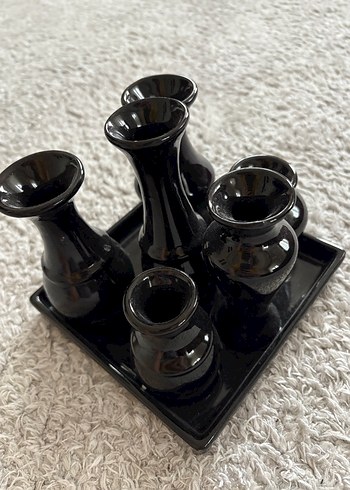 Siyah Çoklu Ağızlı Seramik Vazo - Görsel 3