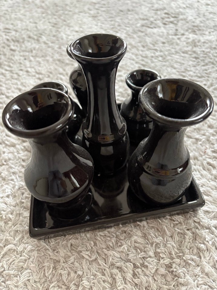 Siyah Çoklu Ağızlı Seramik Vazo - Görsel 4