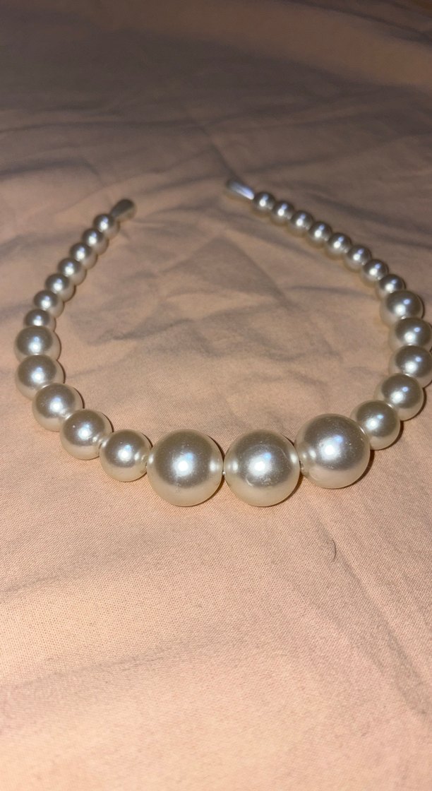 İnci Boncuklu Bej Saç Aksesuarı - Görsel 2