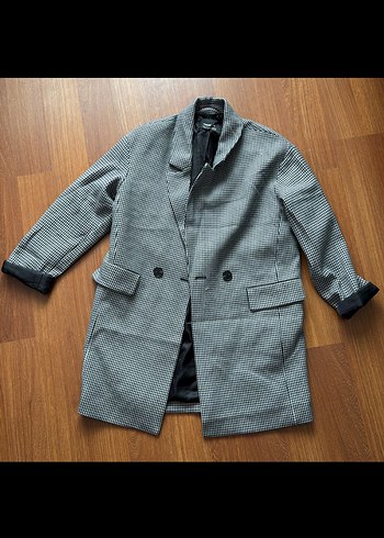 Gri Düğmeli Kadın Blazer