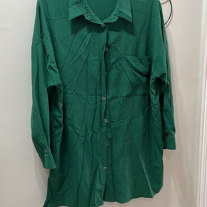 Yeşil Uzun Kollu Nakışlı gömlek - Görsel 4