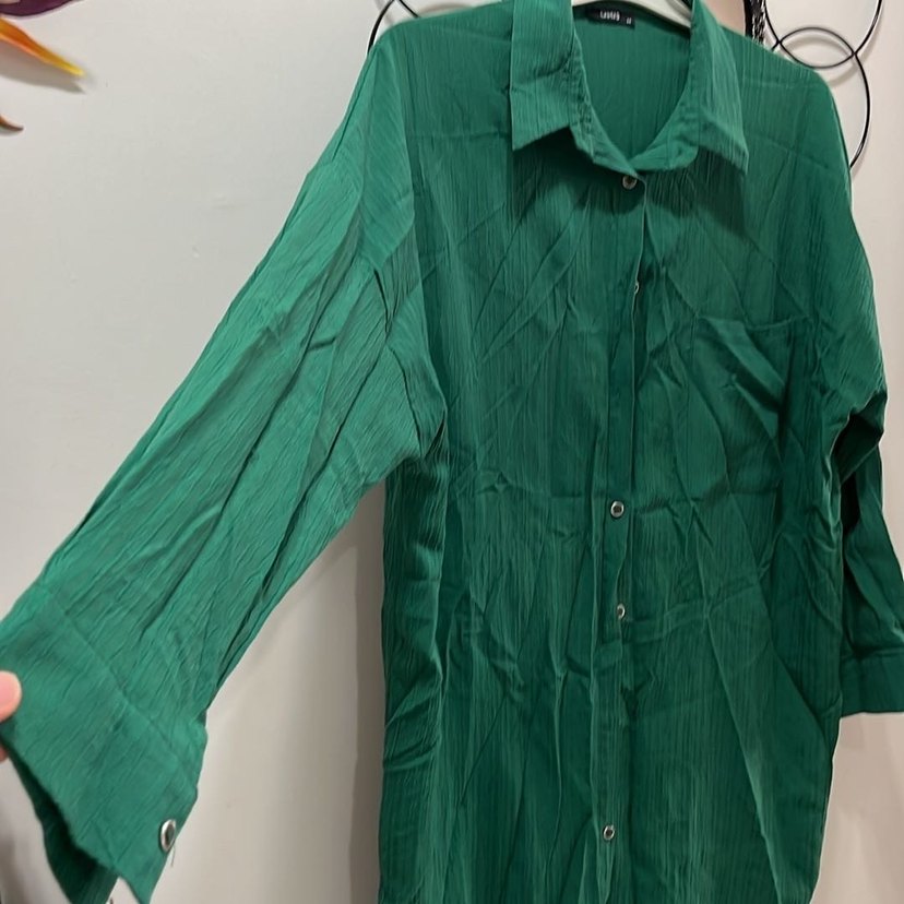 Yeşil Uzun Kollu Nakışlı gömlek - Görsel 3