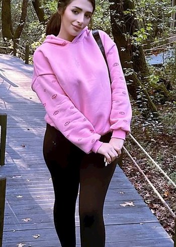 Düğmeli Pembe Yüksek Yakalı Sweatshirt