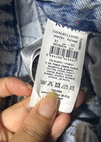 xl Beden Düğmeli Gri Mavi Bol Kesim Kadın Kot Pantolon