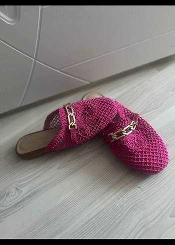 Diğer Pembe Örgü Bohem Kadın Terlik