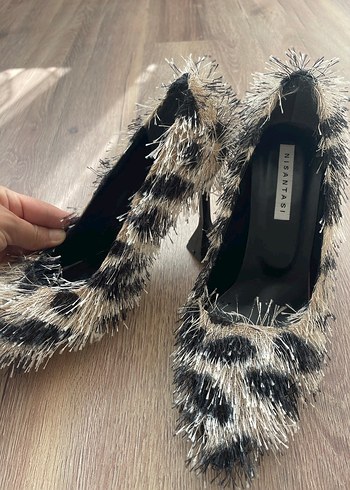 37 Beden Leopar kırçıllı topuklu stiletto