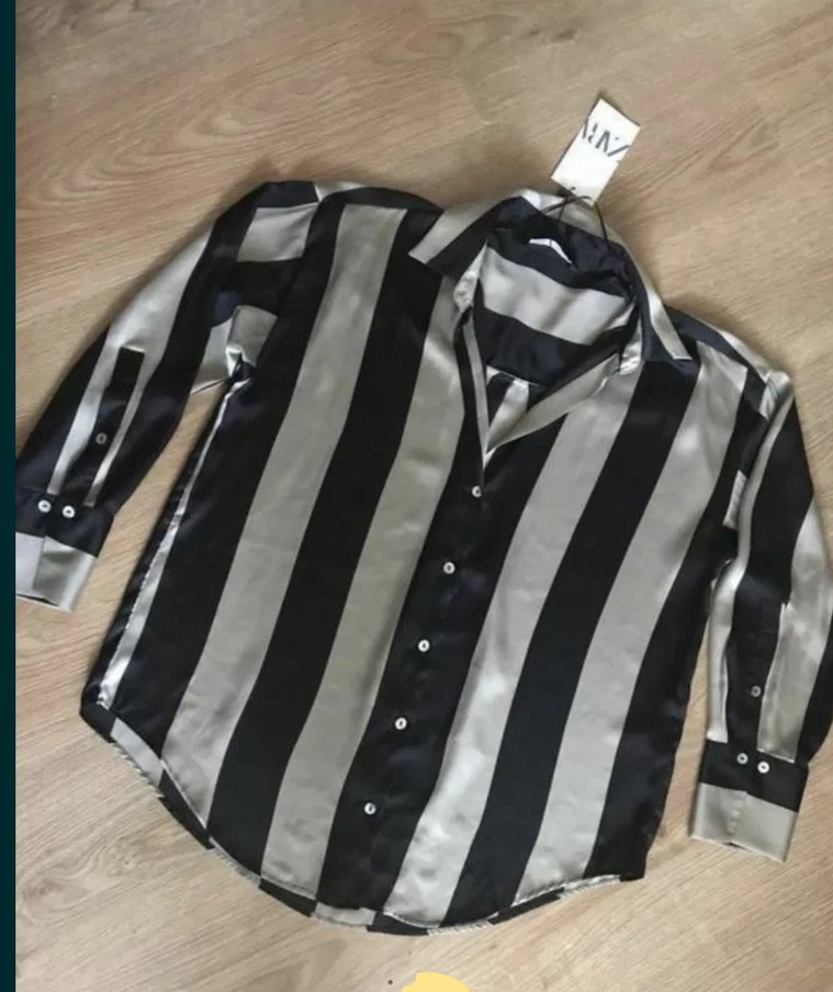 Siyah Beyaz Çizgili Kadın Gömlek - Görsel 2