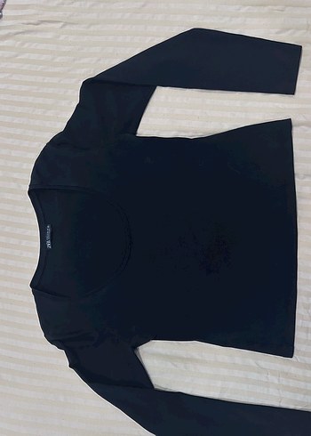 Siyah Pamuklu Kadın Uzun Kollu bluz - Görsel 2