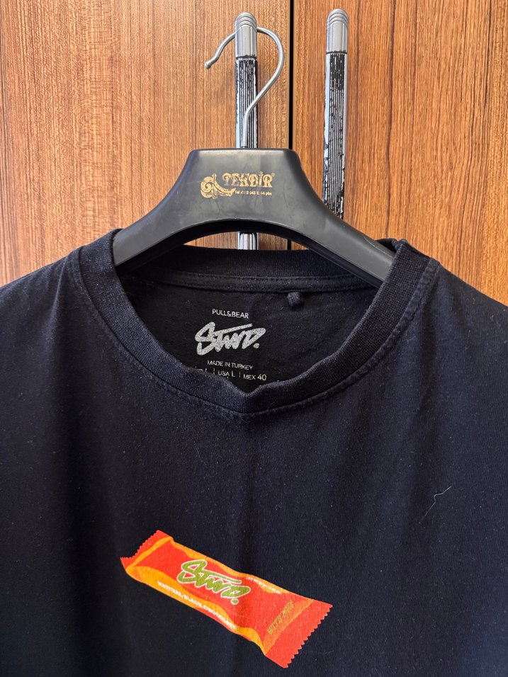 Siyah Baskılı Oversize Erkek Tişört - Görsel 2