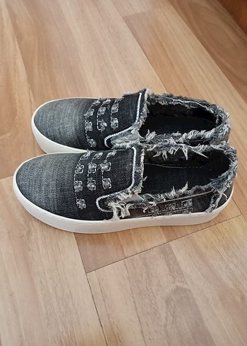 Gri Bağcıksız Denim Kadın Spor Ayakkabı - Görsel 7