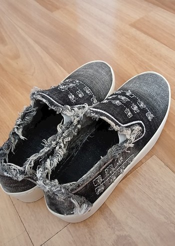 Gri Bağcıksız Denim Kadın Spor Ayakkabı - Görsel 2