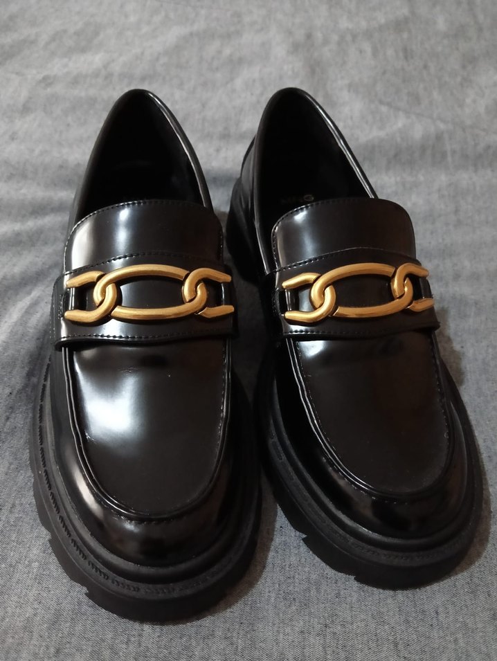 Zincir Detaylı Altın Renk Platform Kadın Loafer - Görsel 4