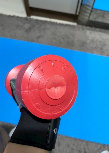 İki adet Kırmızı dambıl 1kg ve 2kg - Görsel 4