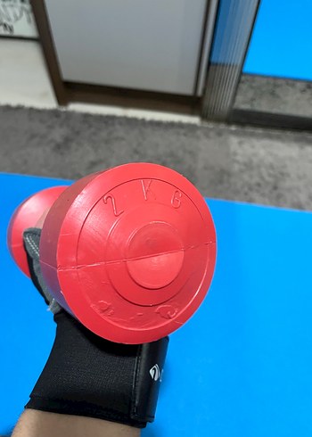 İki adet Kırmızı dambıl 1kg ve 2kg - Görsel 5